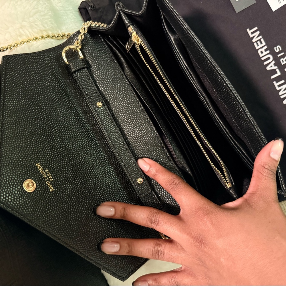 Saint Laurent Black Chevron Crossbody Bag - Picture 9 of 13